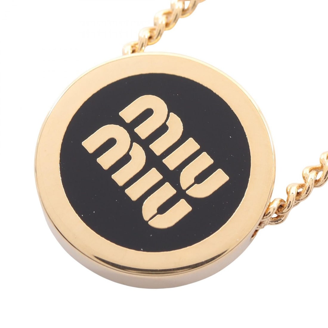 Miu Miu GP Gold Black Necklace: Necklace in gold plated finish with gold and black tone.