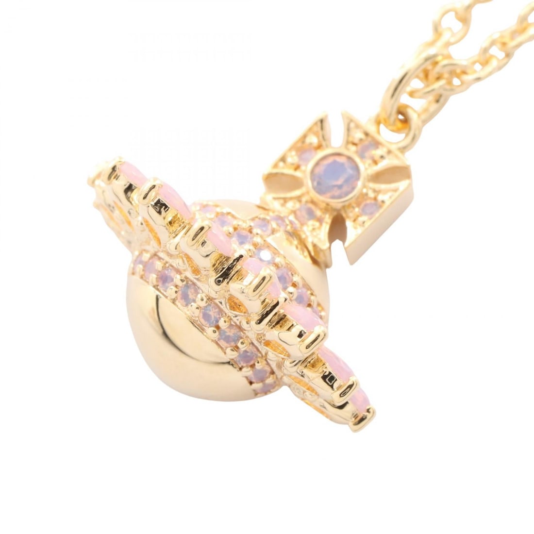 Vivienne Jordana Gold Pink: JORDANA necklace in gold plated finish with pink rhinestones.