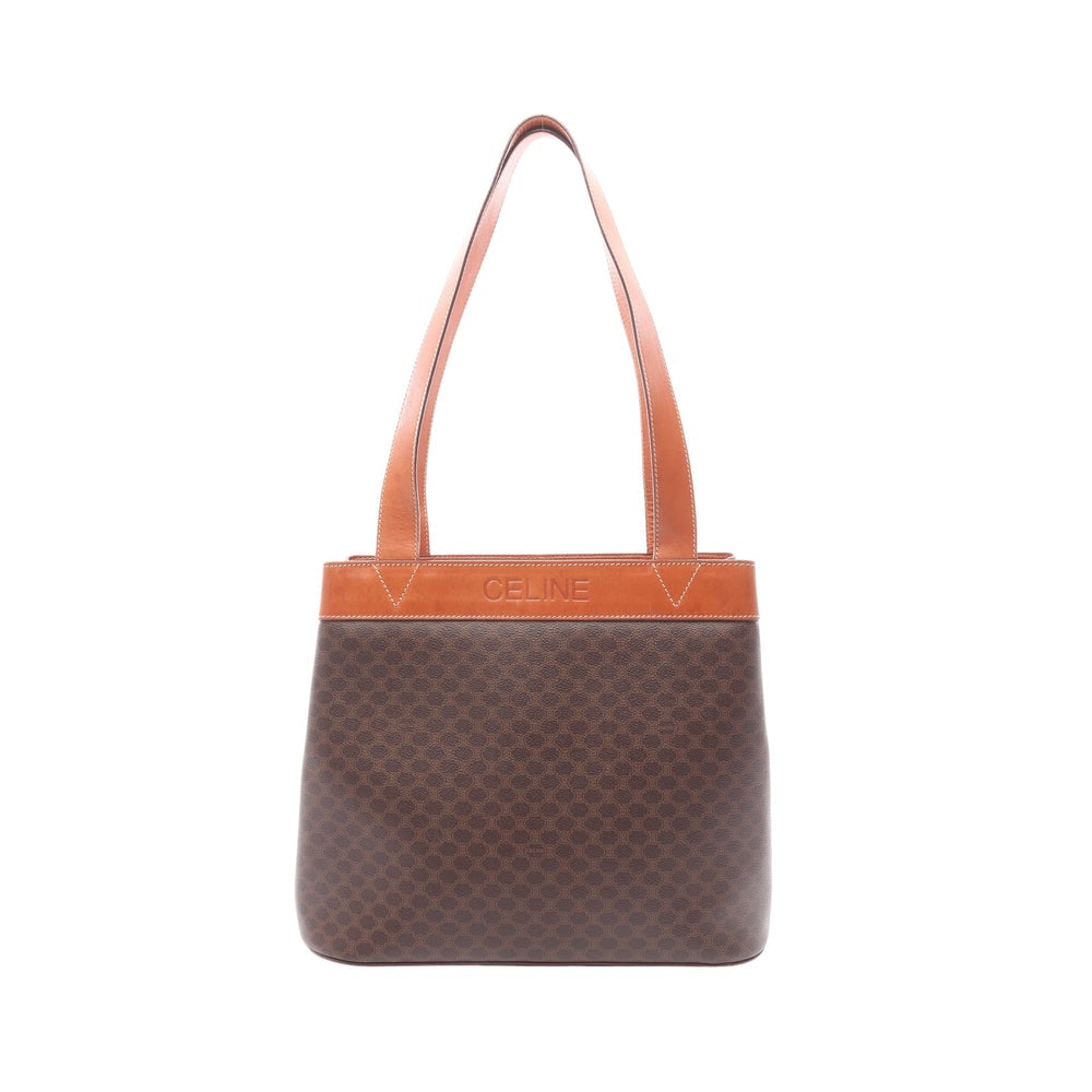 Celine Macadam Tote Brown: Celine Macadam Shoulder Tote Bag. Color: Dark Brown Brown. Material: Pvc Leather. Size: 30/35 X 28 X 16 Cm. Strap: 68.5 Cm.