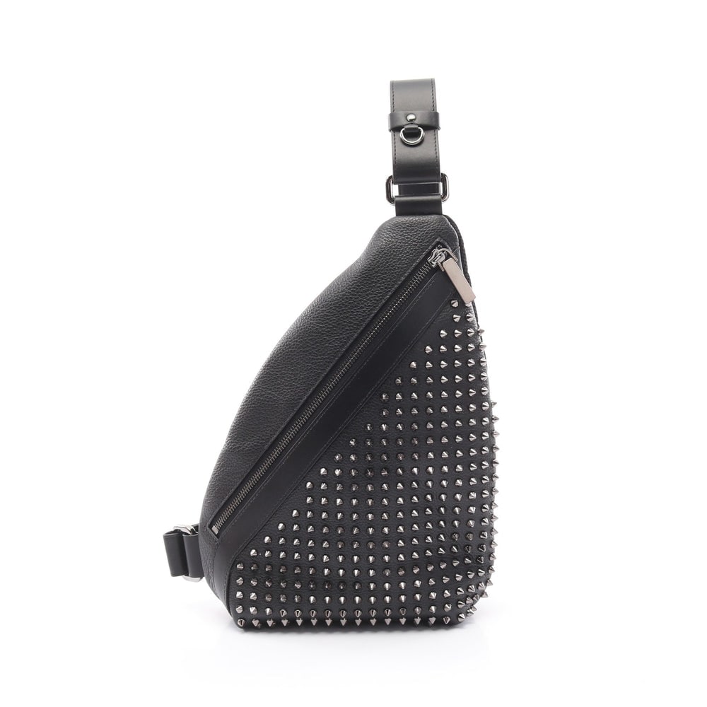 Louboutin Funky Funky Body Bag Black: Black leather and canvas Christian Louboutin Funky Funky body bag. Approx. 17 x 32 x 6.5 cm; strap 60-100 cm. Model 1255046B078. Authentic and authenticated.