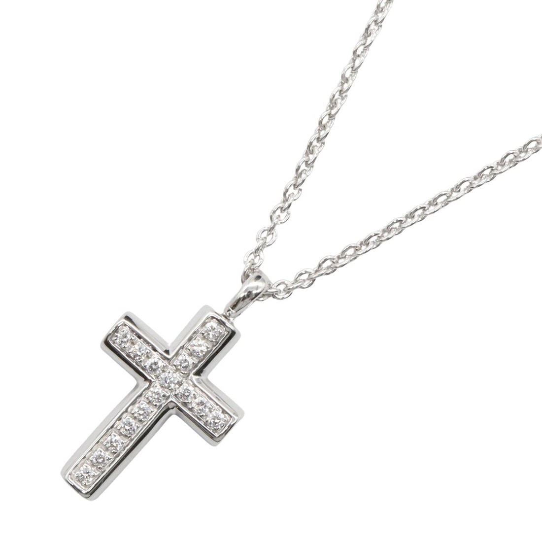 Bvlgari Latin Cross Diamond WG: Latin Cross diamond necklace in K18 white gold.