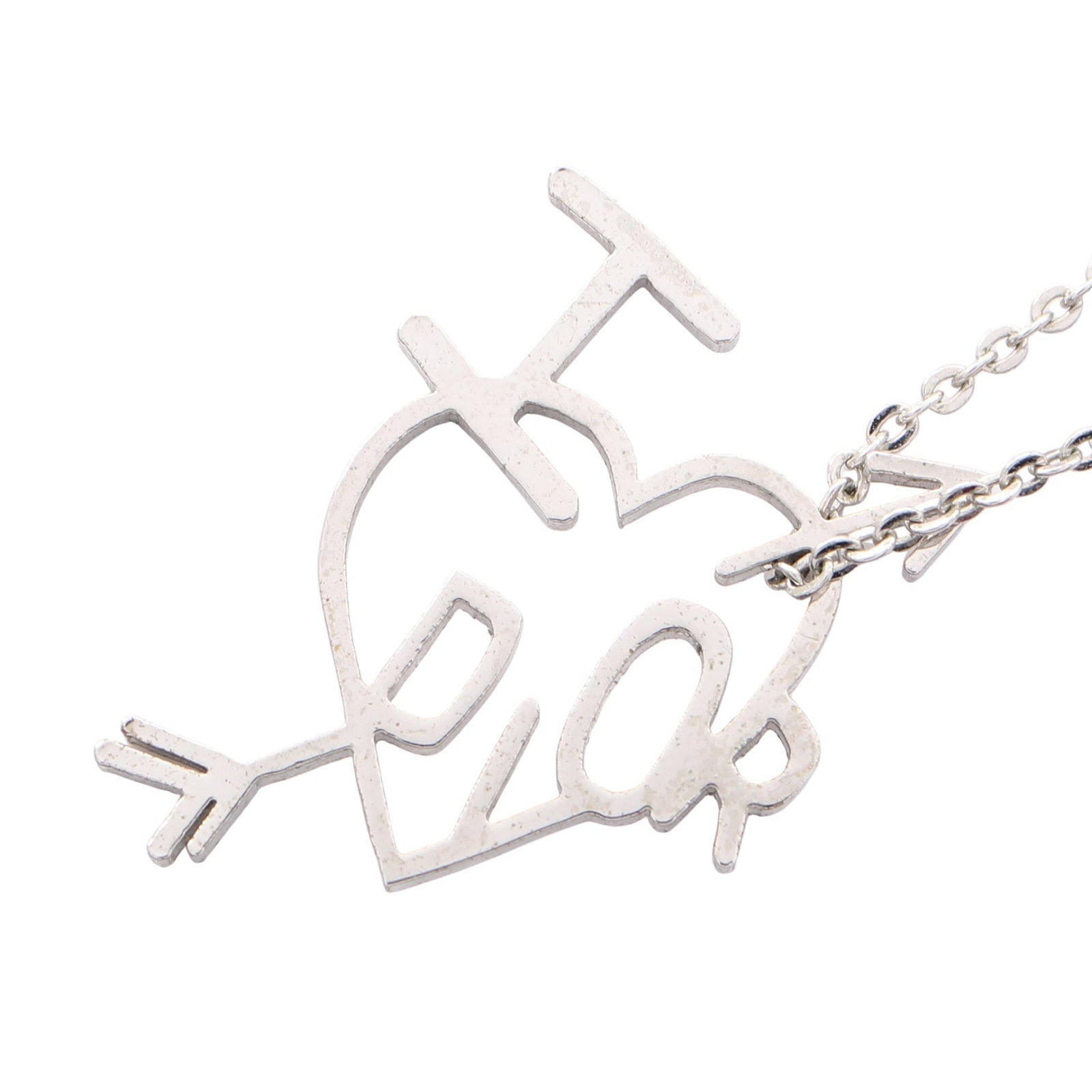 Dior Heart Arrow Necklace Silver (1 of 9)