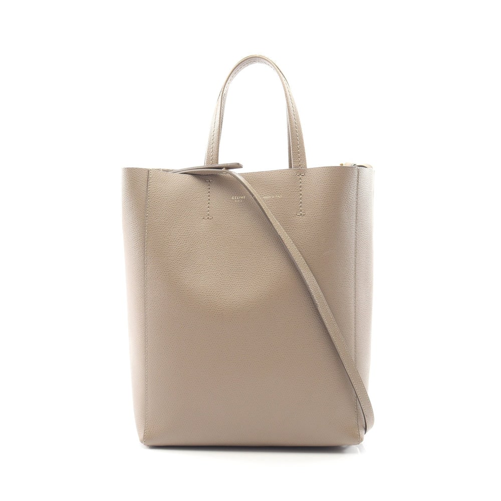 Celine Vertical Small Hippopotamus Bag: Authenticated genuine Celine Vertical Small Hippopotamus 2WAY handbag tote in gray beige leather, model 176183. Includes shoulder strap. Approx. H28 x W22 x D10 cm, strap 92-105 cm.