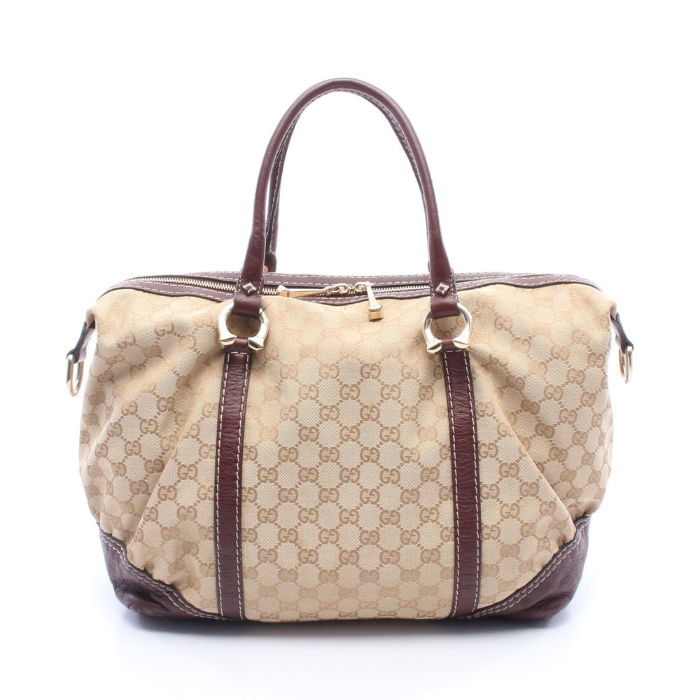 Gucci Gg Mini Boston Beige: Gucci Gg Canvas Mini Boston Bag. Color: Beige Brown. Material: Canvas Leather. Size: 41/33 X 26 X 15.5 Cm. Handle: 48 Cm.