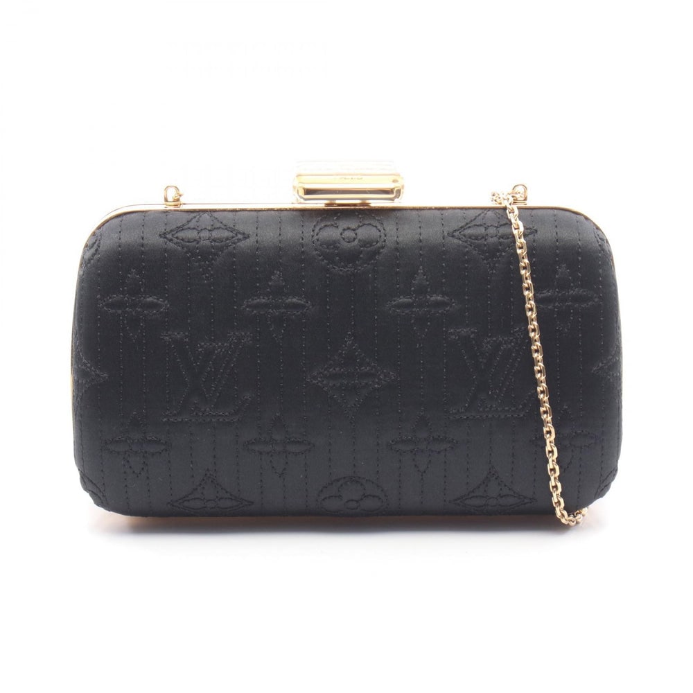 Louis Vuitton Minaudiere V-Rewir: Minaudiere V-Rewir chain shoulder bag in black satin. Size 17 x 10 x 5.5 cm.