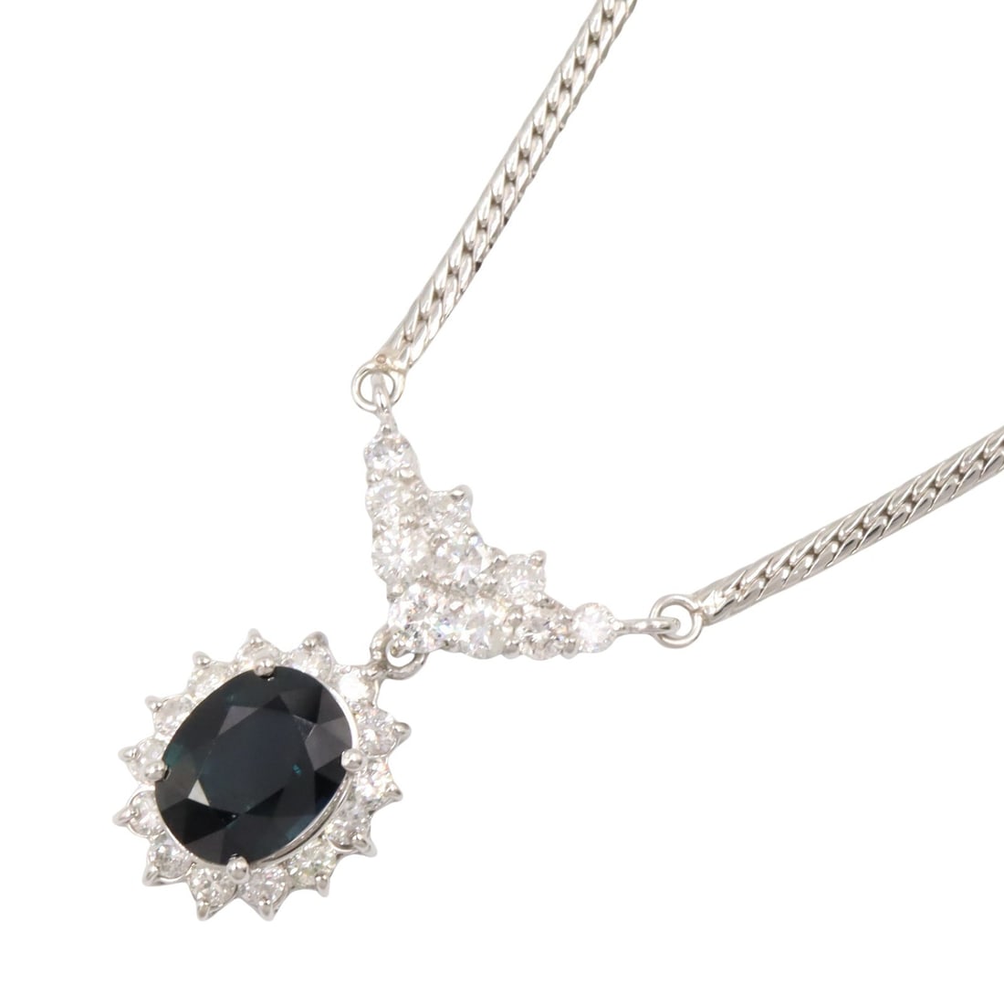 PT850 Sapphire Diamond Necklace: No Brand Jewelry sapphire diamond necklace in PT850 platinum, clear/dark blue. Listed price 227,273.00. Real and authenticated.