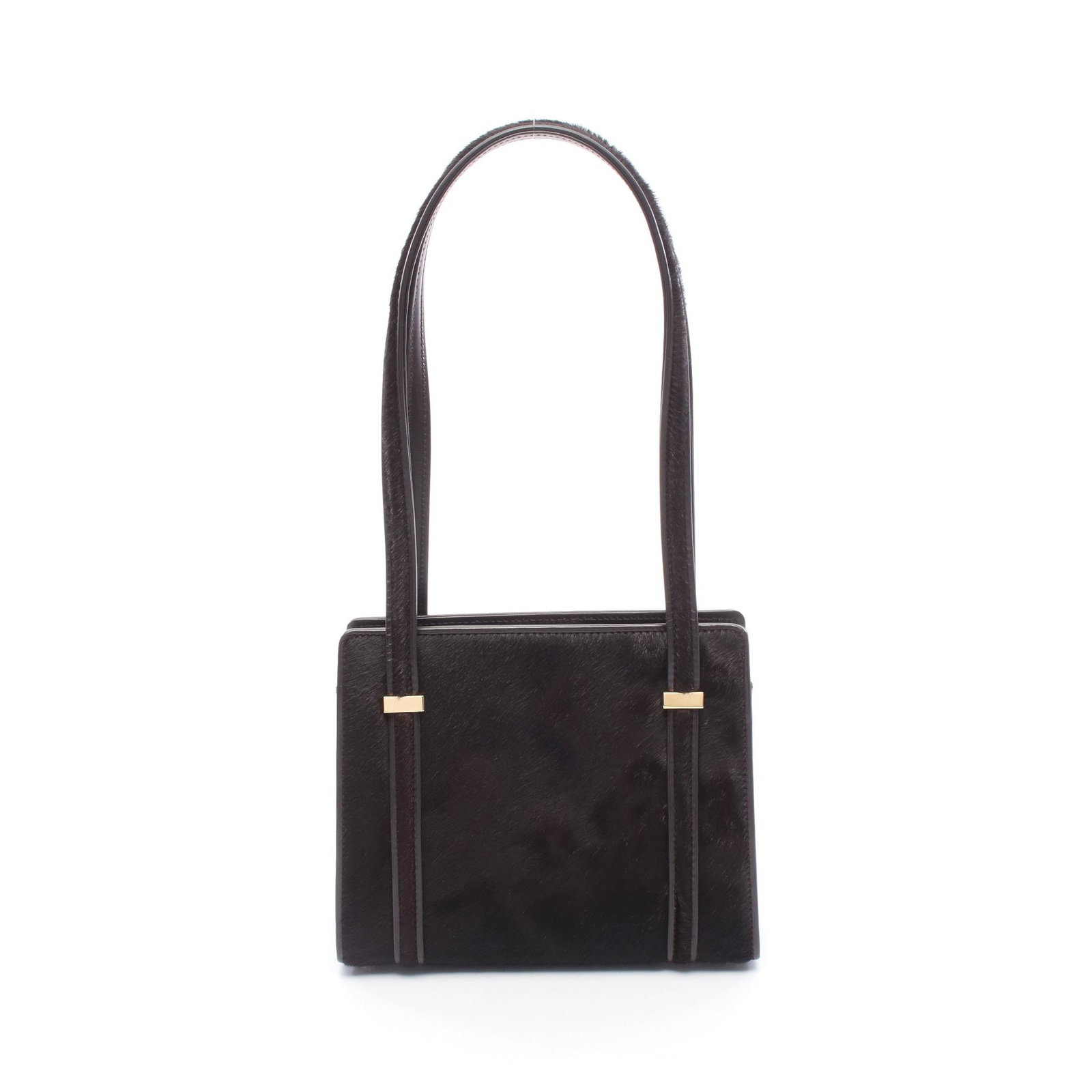Gucci Unborn Calf Leather Shoulder Bag: Authentic and authenticated Gucci shoulder bag in dark brown unborn calf leather. Model 007 2046 0268. Approx. 18H x 20.5/22.5W x 7.5D cm with 61.5 cm strap and 24 cm max drop.