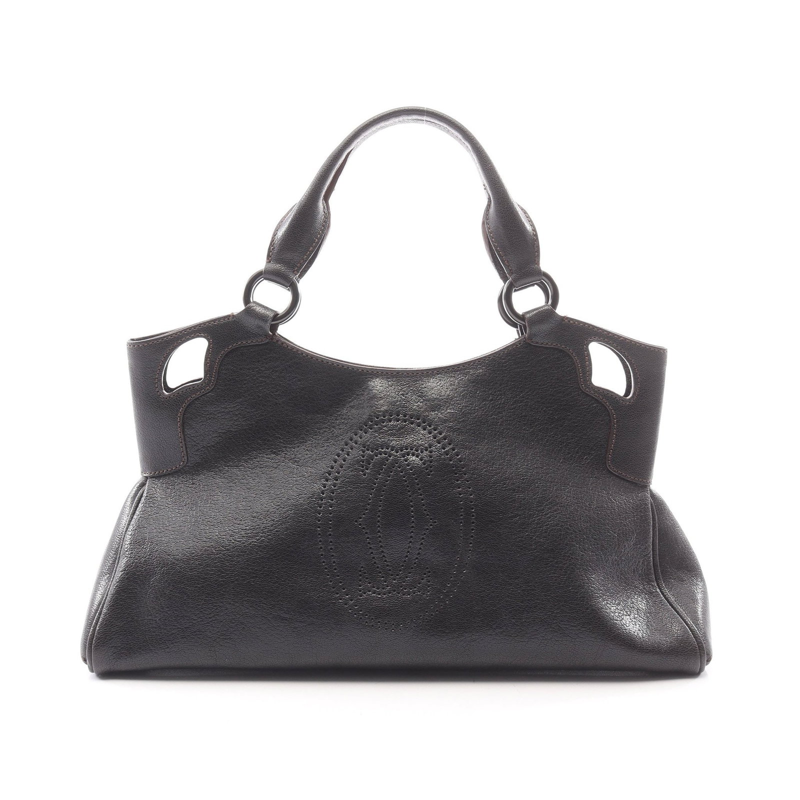 Cartier Marcello SM Leather Handbag: Authentic and authenticated Cartier Marcello De Cartier SM handbag in black leather. Approx. 18H x 32/36W x 11D cm with 33 cm handle. No accessories listed.