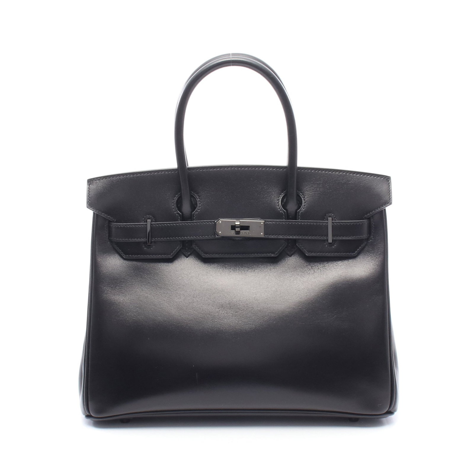 Hermes Birkin 30 Saw Black Box Calf: Authentic and authenticated Hermes Birkin 30 handbag in black box calf with black hardware. Approx. 24H x 28/30W x 15D cm with 33 cm handle. Includes crochet, padlock, and 2 keys.