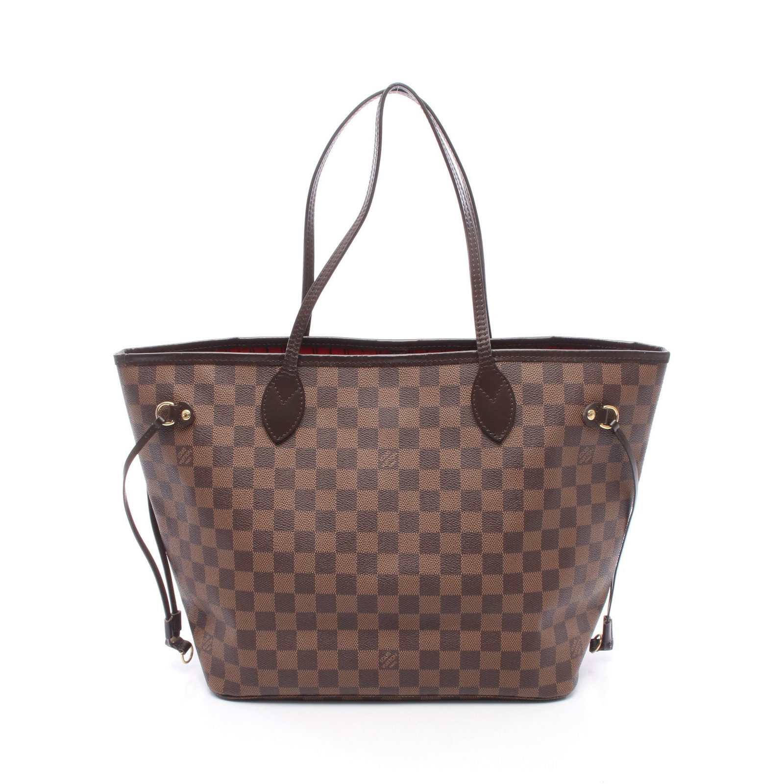 LV Neverfull MM Damier Ebene Tote: Authentic and authenticated Louis Vuitton Neverfull MM Damier Ebene shoulder tote bag in brown PVC leather. Model N51105, product no. SD1029. Approx. 29H x 45/32W x 15D cm with 49 cm straps.