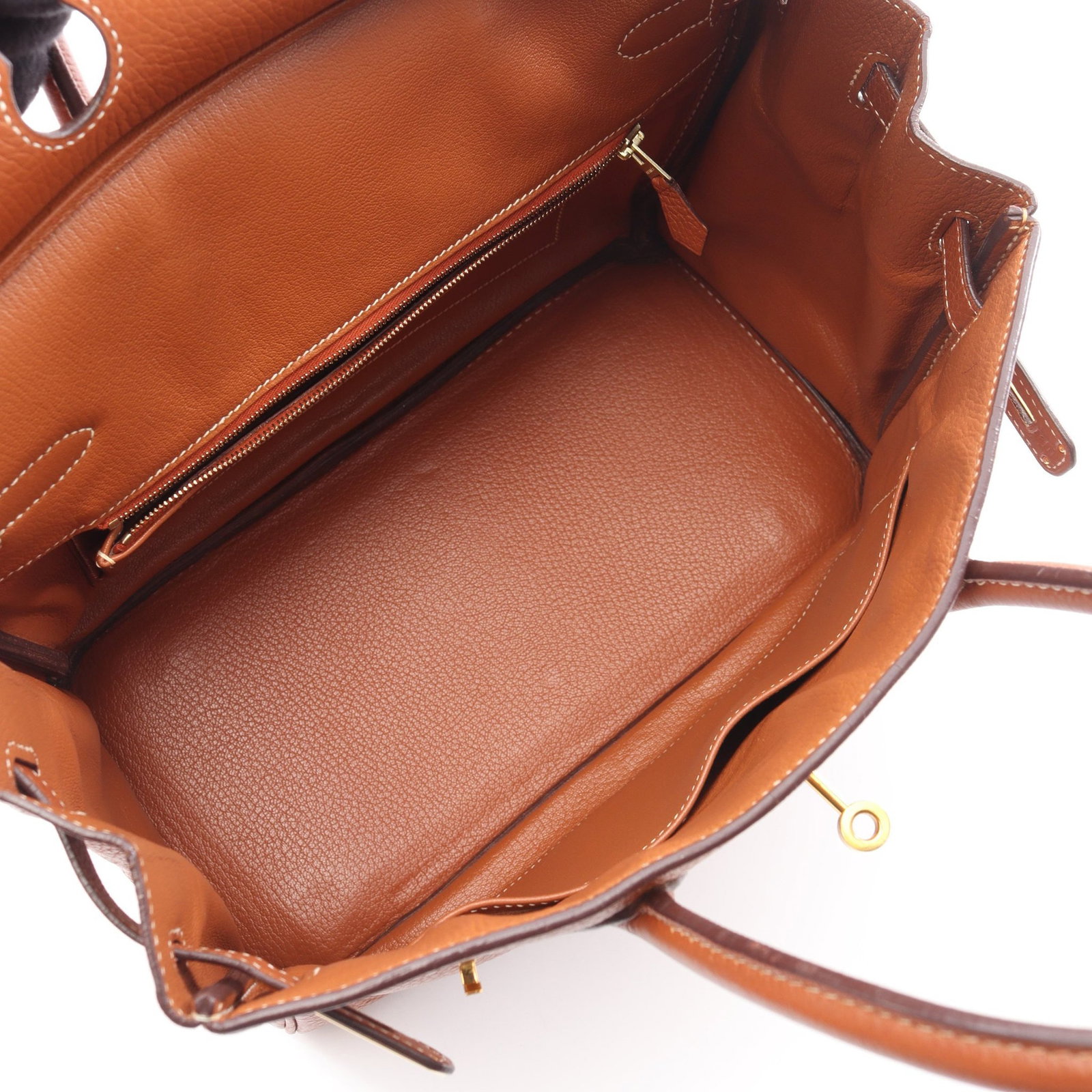 Hermes Birkin 30 Gold: Light brown Clemence leather handbag with gold-tone hardware.