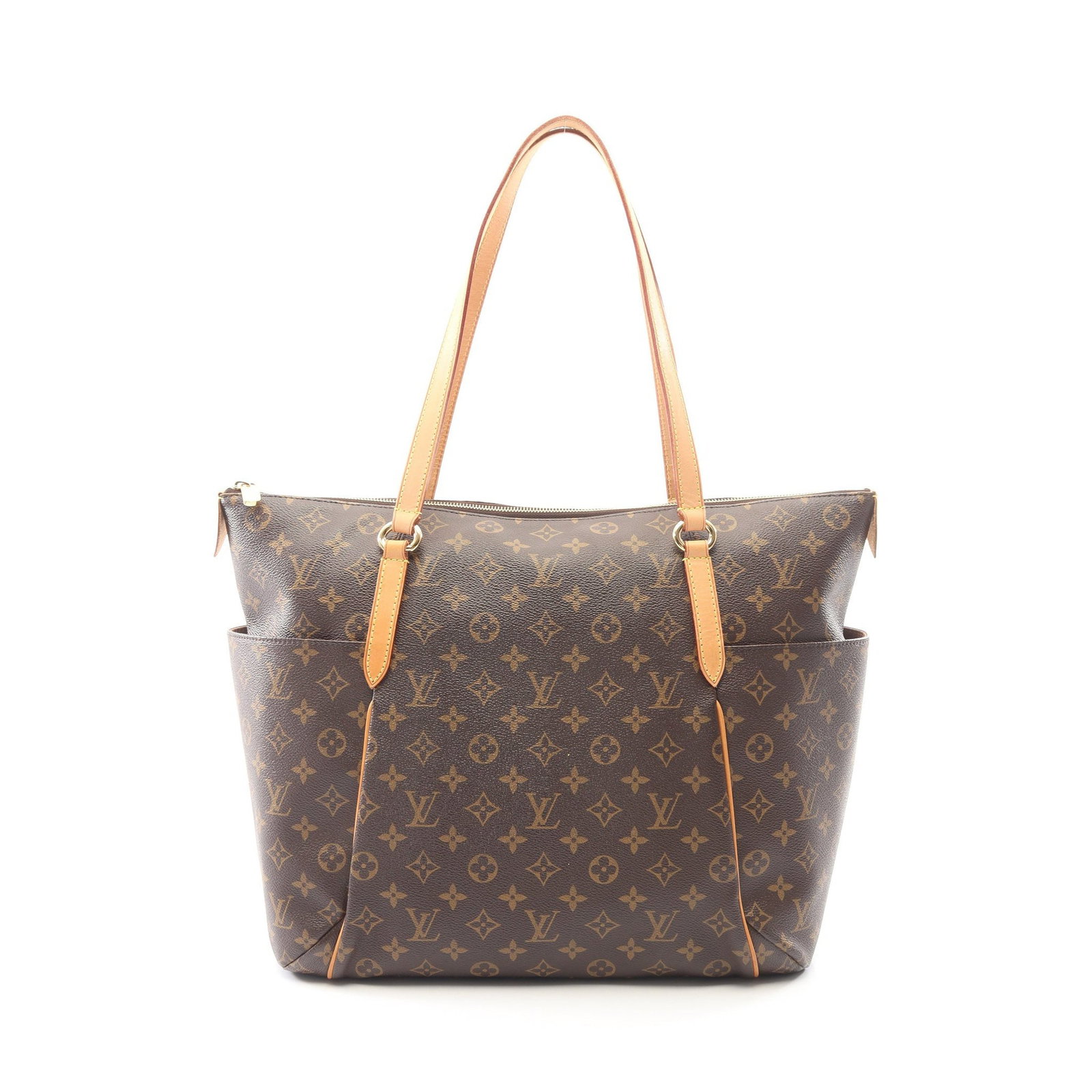 LV Totally GM Monogram Tote: Totally GM shoulder tote in brown Monogram canvas. Size 46 x 34 x 16 cm.