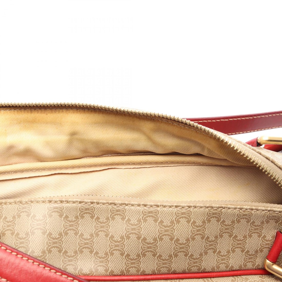 Celine Macadam Handbag Beige Red - 10