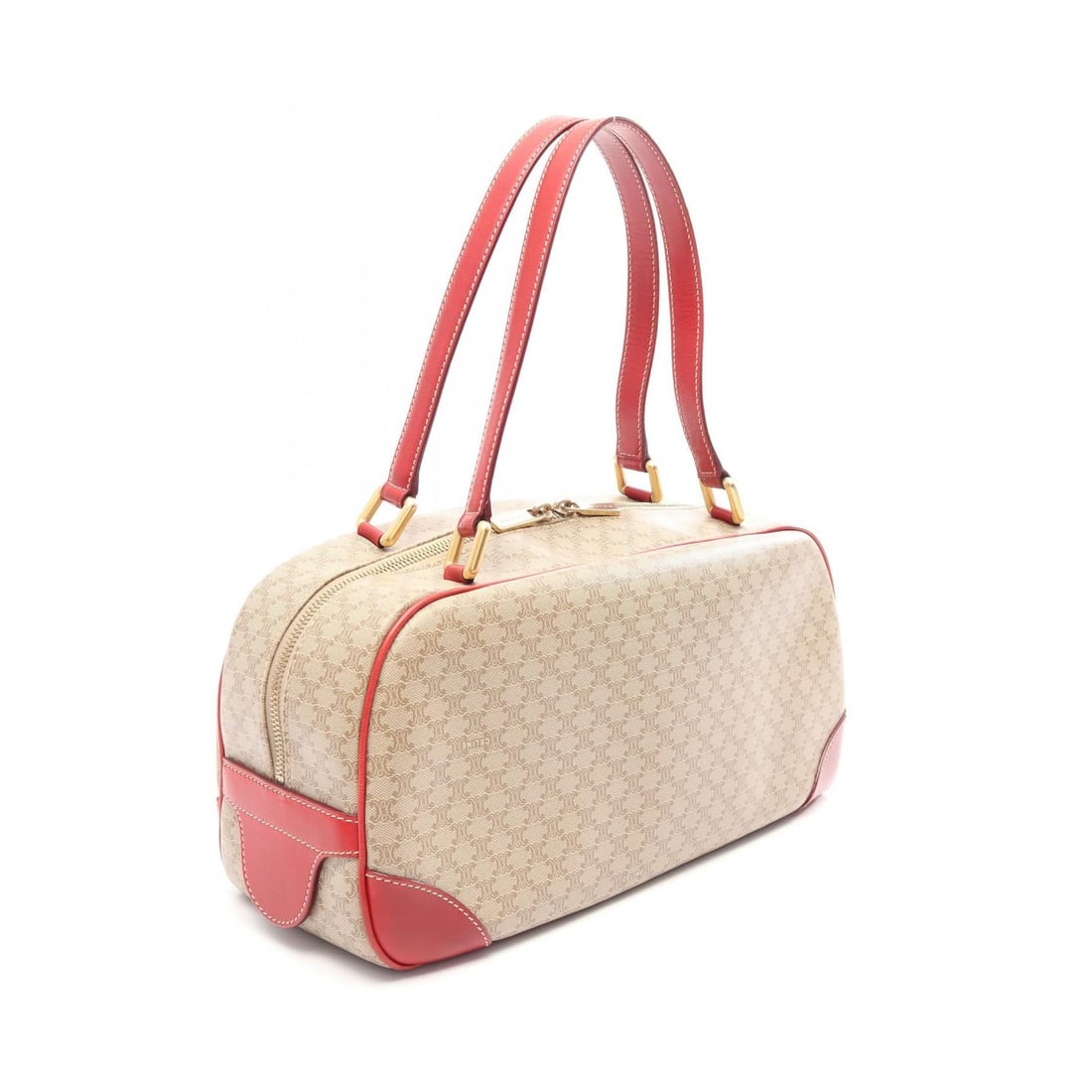 Celine Macadam Handbag Beige Red - 2
