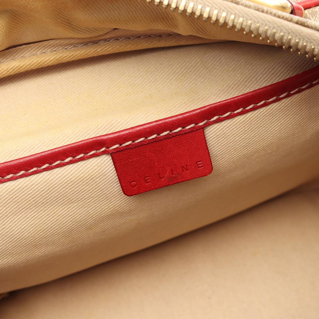 Celine Macadam Handbag Beige Red - 4