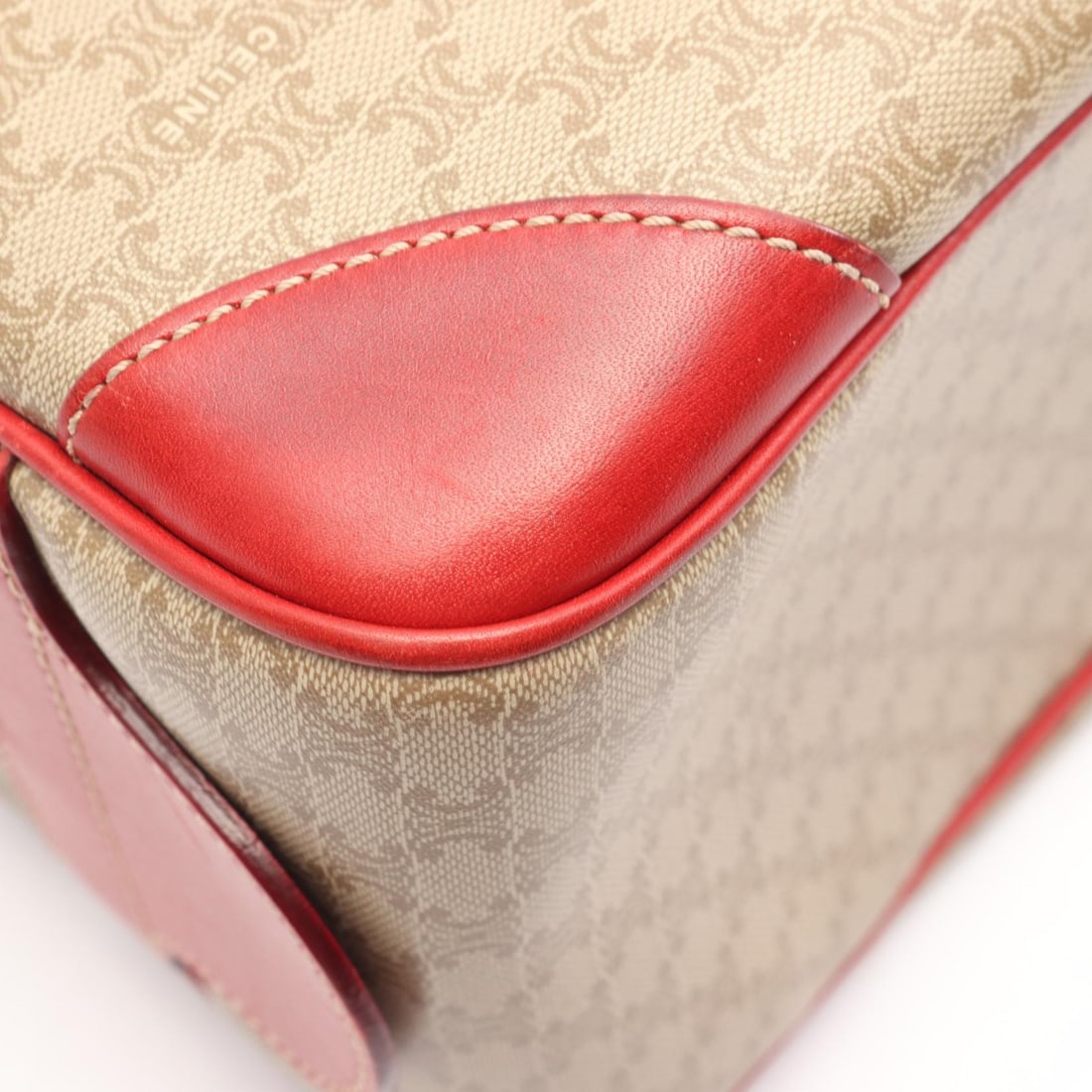 Celine Macadam Handbag Beige Red - 6