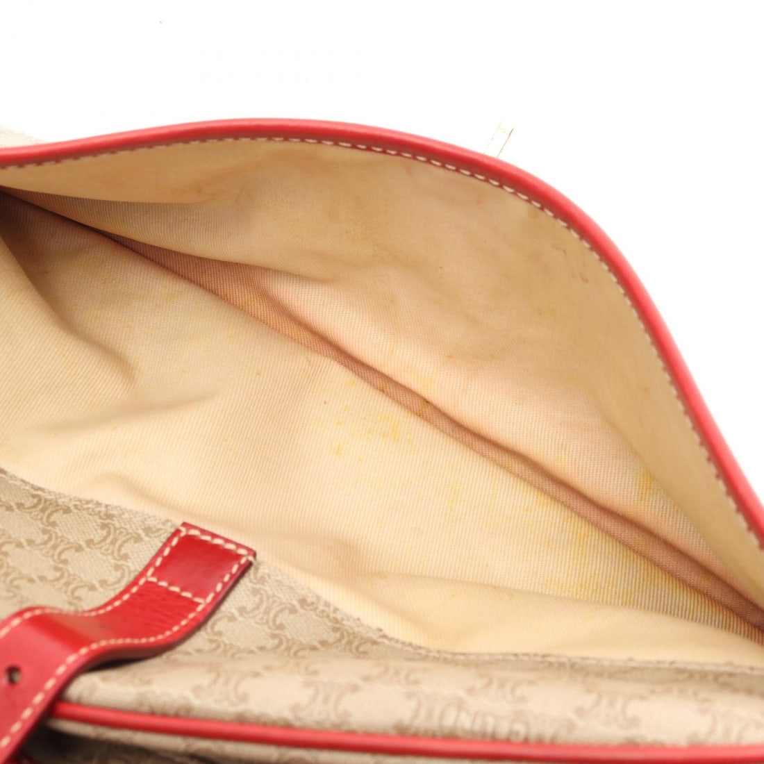 Celine Macadam Handbag Beige Red - 9