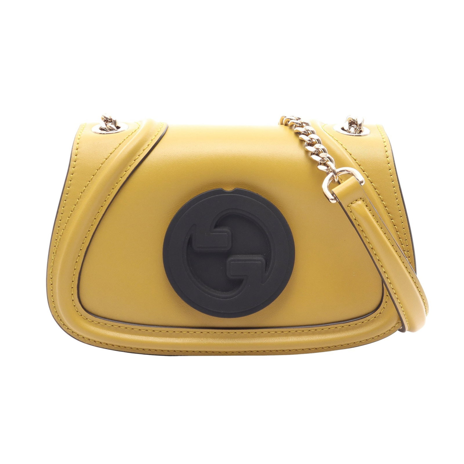Gucci Blondie Chain Yellow Black: Blondie chain shoulder bag in yellow black leather and rubber. Size 21 x 13.5 x 7 cm.
