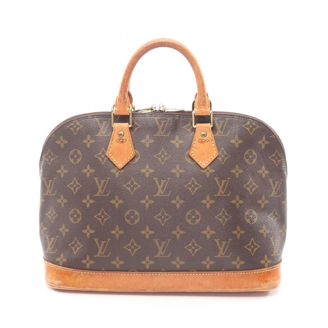 LV Alma PM Monogram Handbag Brown: Authentic and authenticated Louis Vuitton Alma PM Monogram handbag in brown PVC and leather. Model M51130, product no. BA0925. Approx. 23.5H x 32W x 16D cm with 29 cm handle. No accessories listed.