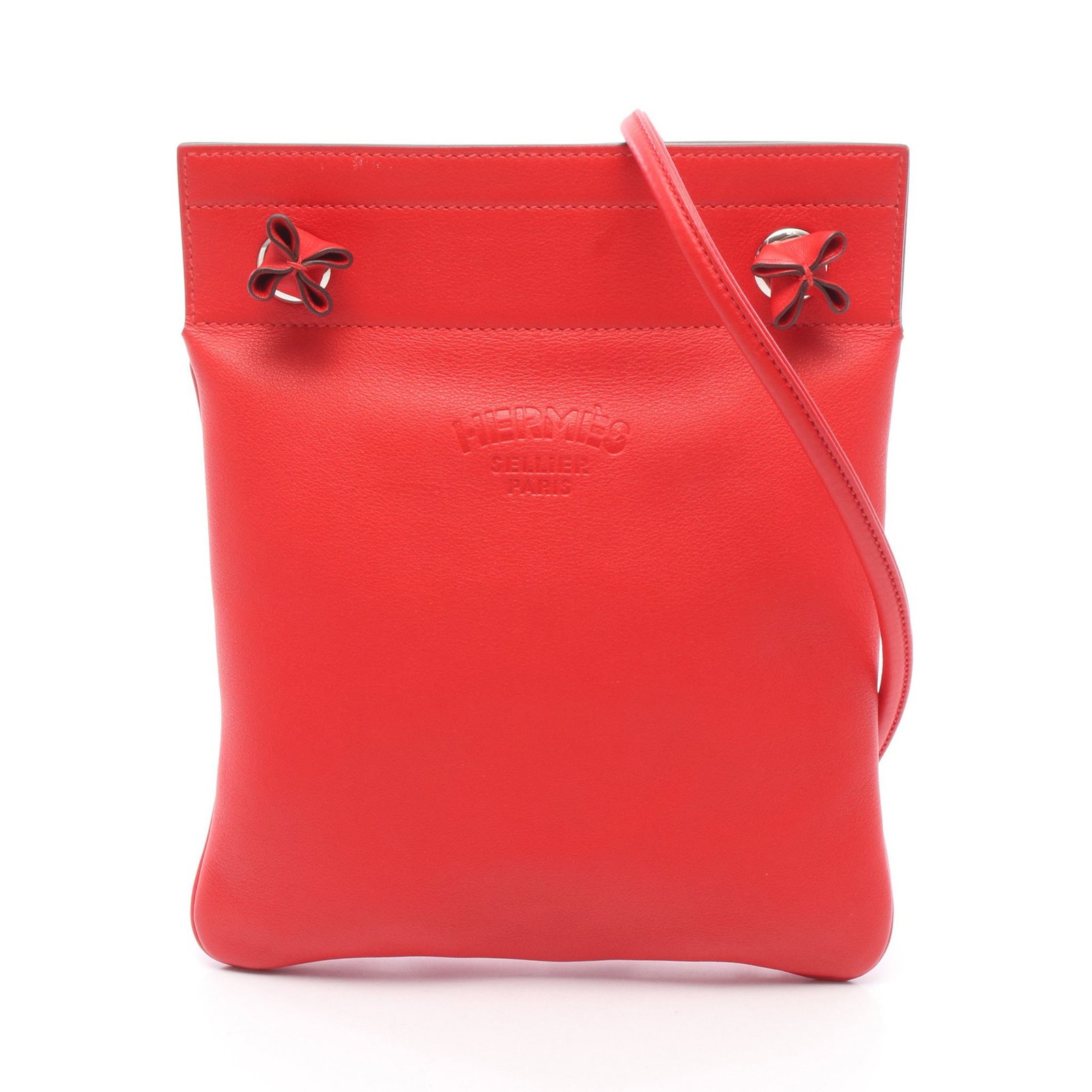 Hermes Aline Mini Red: Sack Aline Mini shoulder bag in red Veau Swift with silver hardware. Size 20 x 22.5 x 0.5 cm. Strap 108 cm.