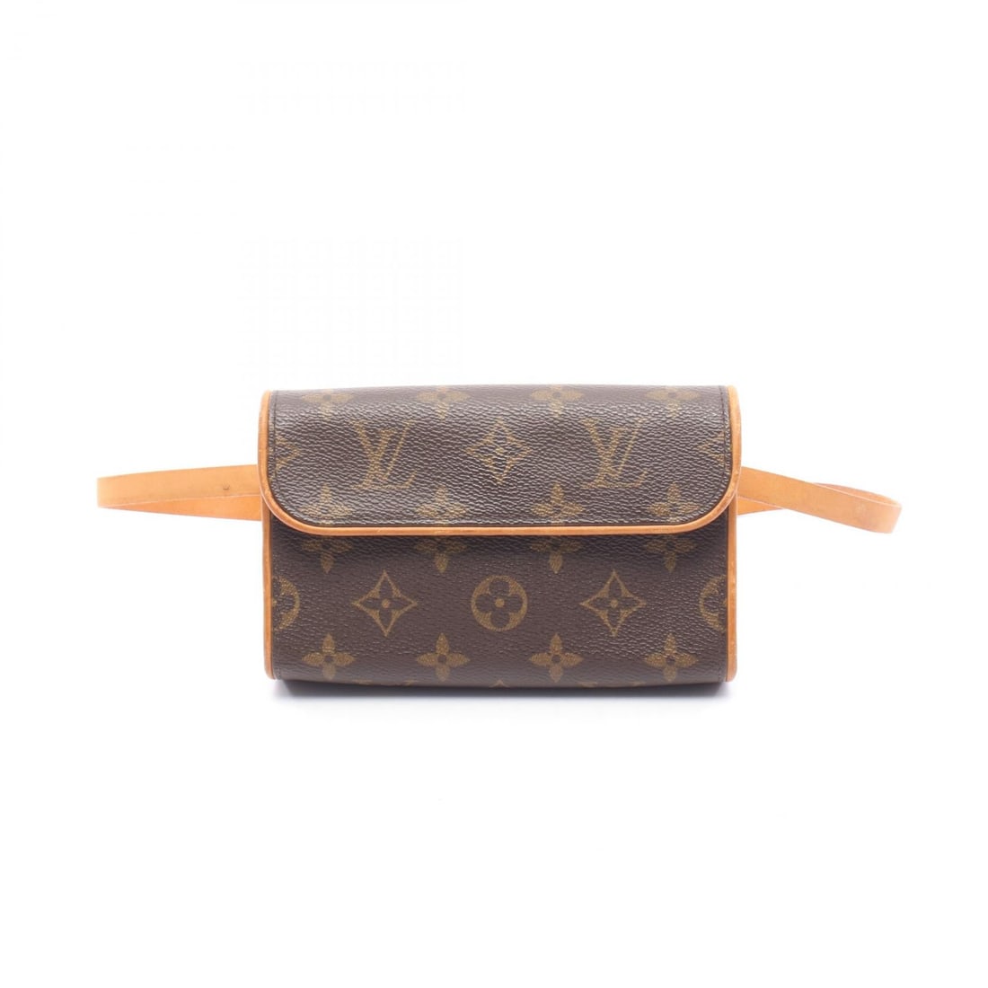LV Pochette Florentine Monogram XS: Authentic and authenticated Louis Vuitton Pochette Florentine Monogram waist body bag in brown PVC and leather. Model M51855, product no. FL0022. Approx. 10H x 16W x 3.5D cm with 65-73 cm belt.