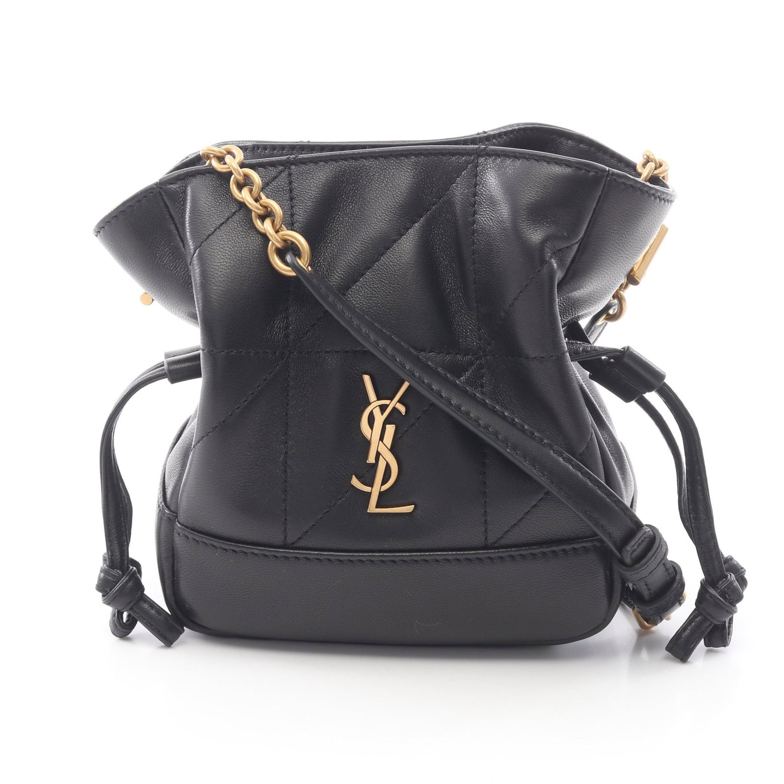 Saint Laurent Jamie Mini Black: Authentic and authenticated Saint Laurent Paris Jamie Mini shoulder pouch chain shoulder bag in black leather. Model 859174AAB321000. Approx. 16H x 13.5W x 9D cm with 101-116 cm strap. Includes box