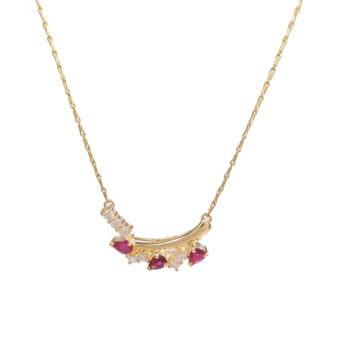 Ruby Diamond Necklace Yellow Gold - 8