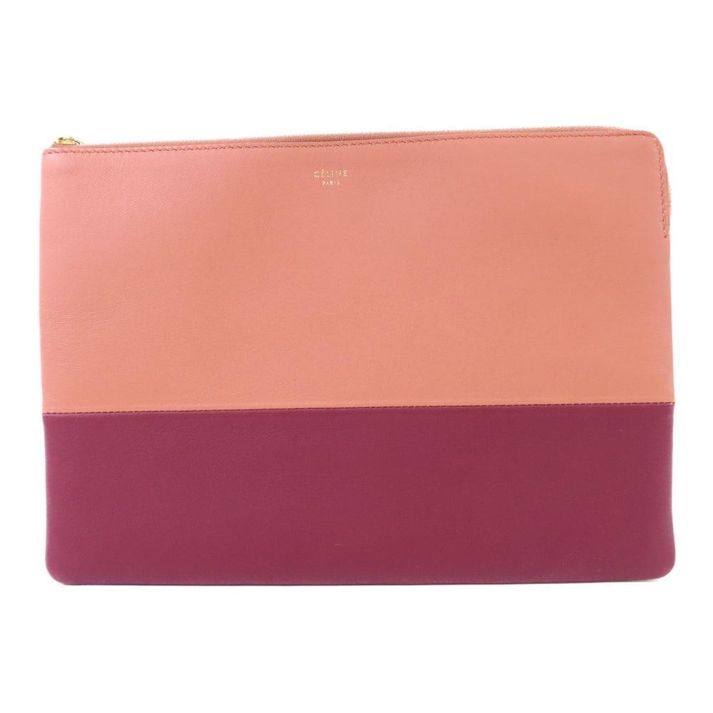Celine Calfskin Pouch Red Pink: Celine Pouch. Color: Red / Pink / Terracota. Material: Calfskin. Size: 25 X 18 X 1.5 Cm.
