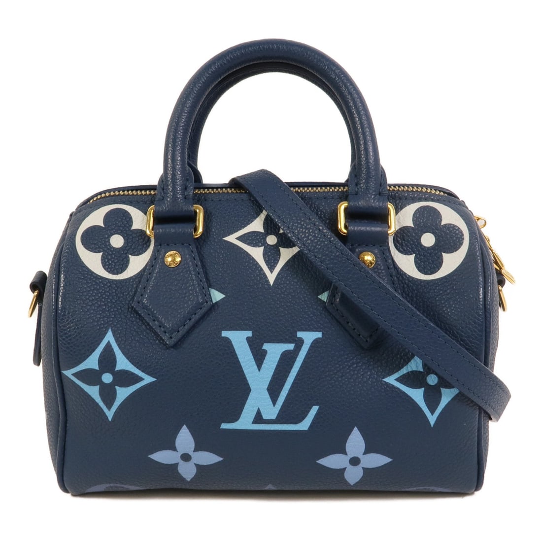 Louis Vuitton Speedy Bandouliere 20: Blue gradient empreinte 2 way shoulder bag.