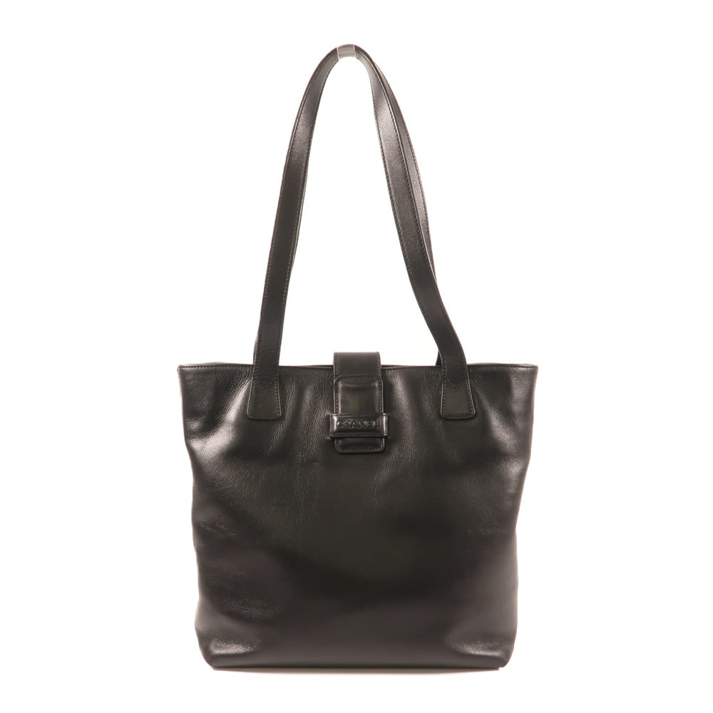 Chanel Vintage Tote Bag: Black calfskin vintage tote; hologram sticker included; W26.5 x H28 x D7.5 cm; strap 66 cm. Authentic and authenticated.