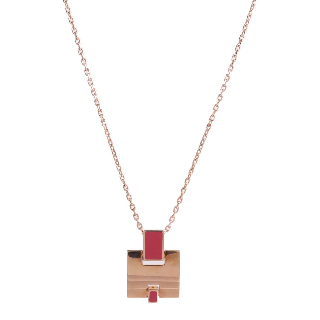 Hermes Eileen Pendant Necklace: Hermes Eileen Pendant necklace in metal, gold/framboise. Listed price 66,129.00. Real and authenticated.