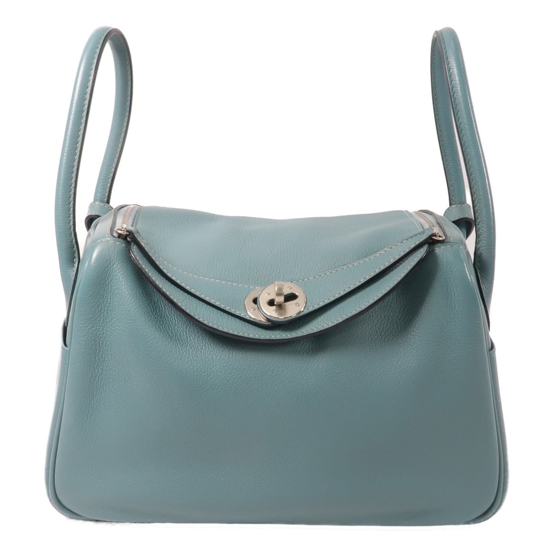Hermes Lindy 26 Bleu Saint Cyr: Bleu Saint Cyr Evercolor leather 2-way shoulder bag with palladium-tone hardware.