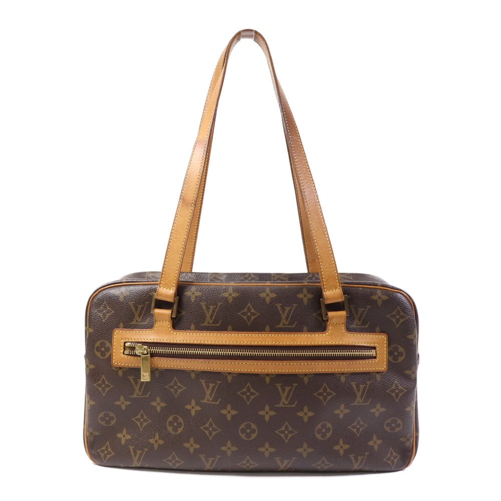 Louis Vuitton Cite GM Monogram Bag: Authenticated genuine Louis Vuitton Cite GM shoulder bag in brown Monogram PVC coated canvas with gold-tone hardware. Product no. FL1012. Approx. W37 x H23 x D12 cm with 60 cm handle.