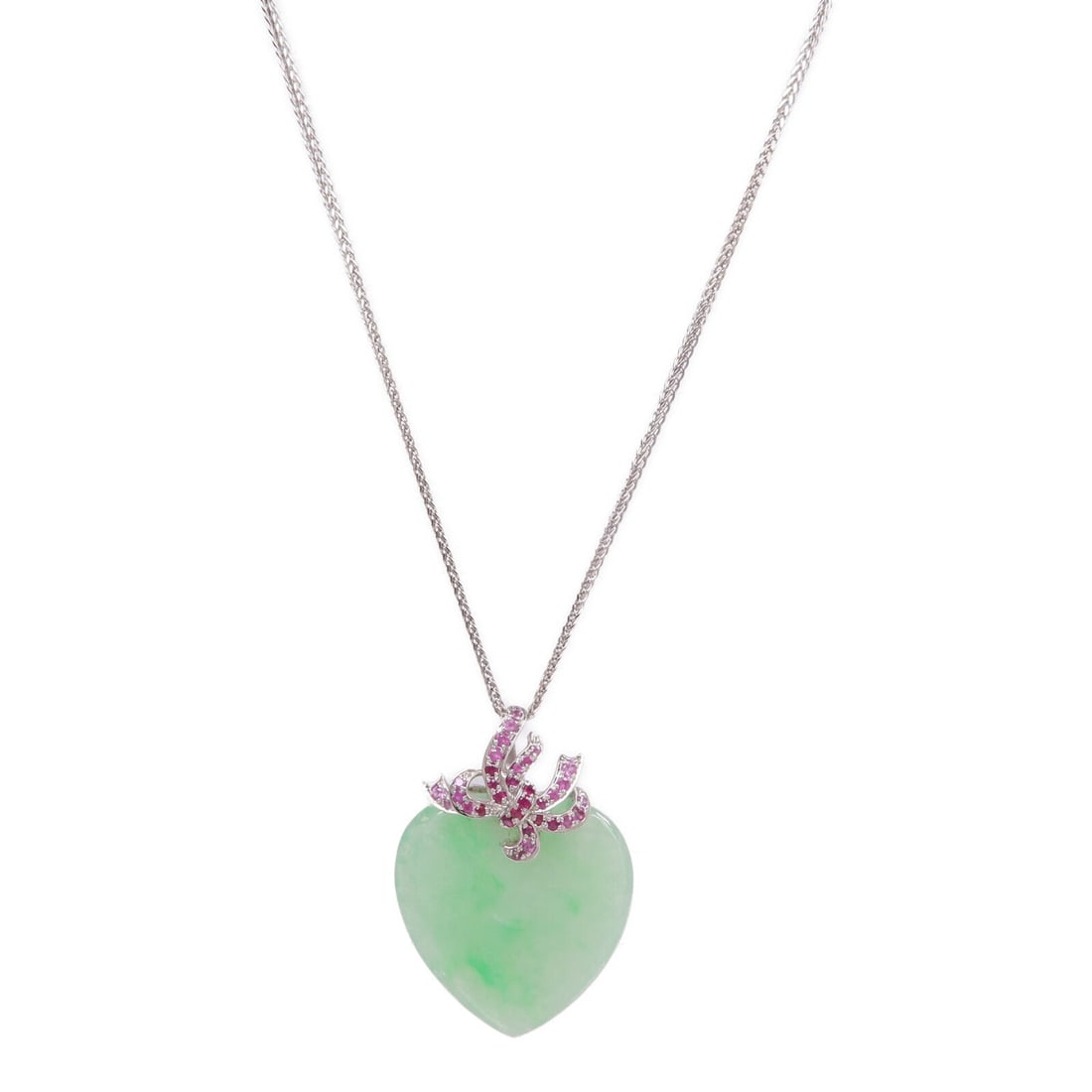 Jade Ruby Necklace 18K White Gold: Jade and ruby necklace in 18K white gold.