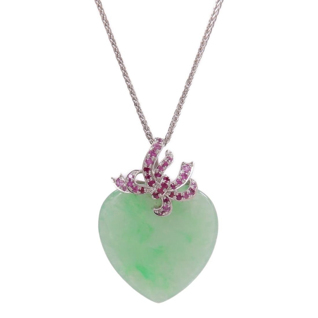 Jade Ruby Necklace 18K White Gold - 3