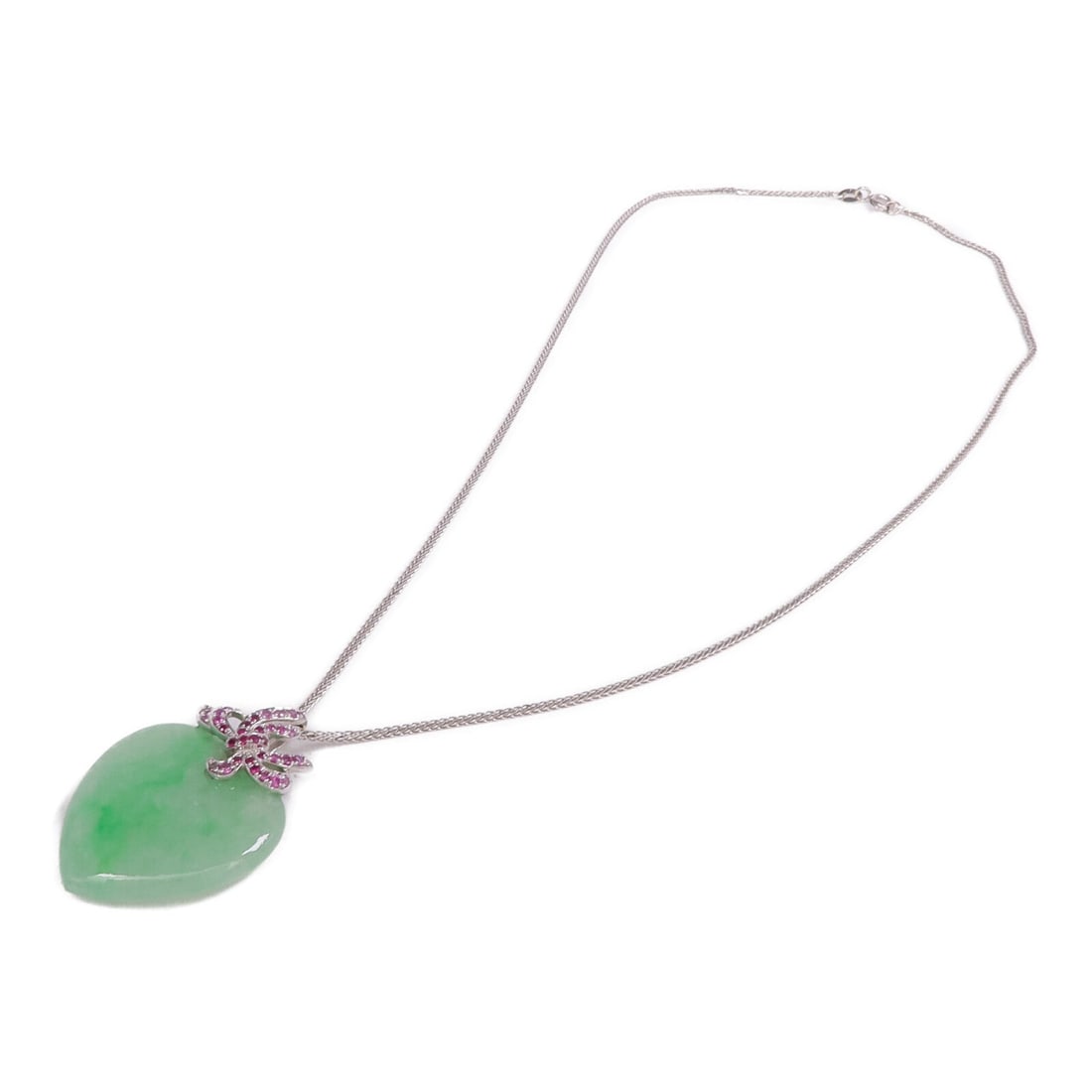 Jade Ruby Necklace 18K White Gold - 4