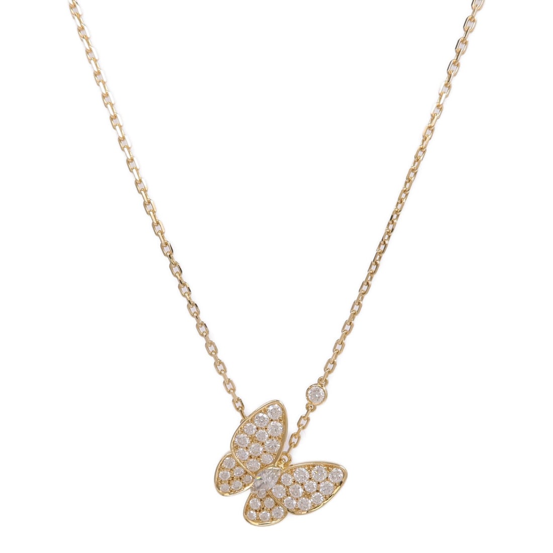 VCA Two Butterfly VCARP3DP00: Two Butterfly pendant necklace VCARP3DP00 in 18K yellow and white gold with diamond.