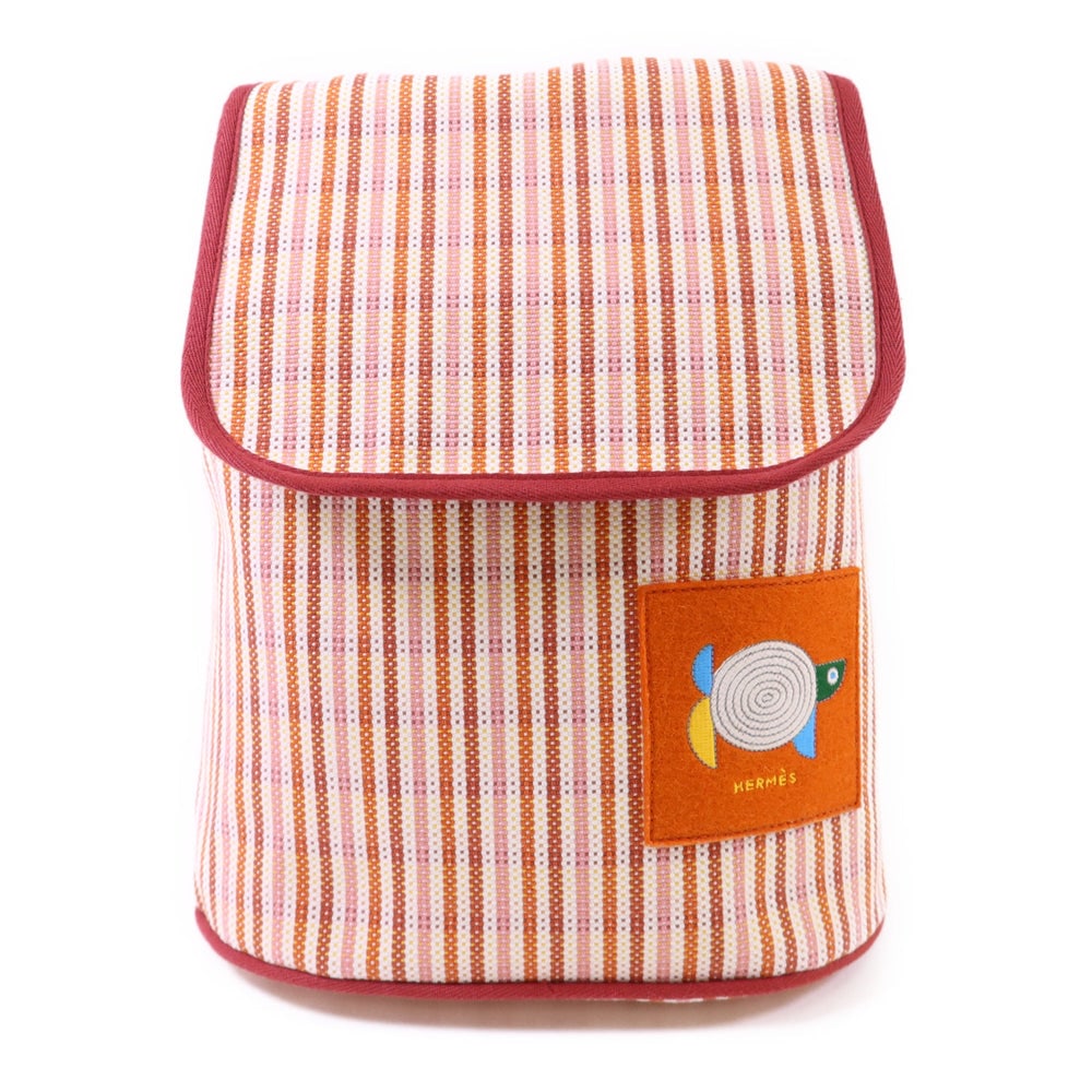 Hermes Animaux Nattes Backpack: Authenticated genuine Hermes Animaux Nattes backpack in orange fabric. Approx. W24 x H30 x D15 cm with shoulder up to 58 cm. No accessories listed.