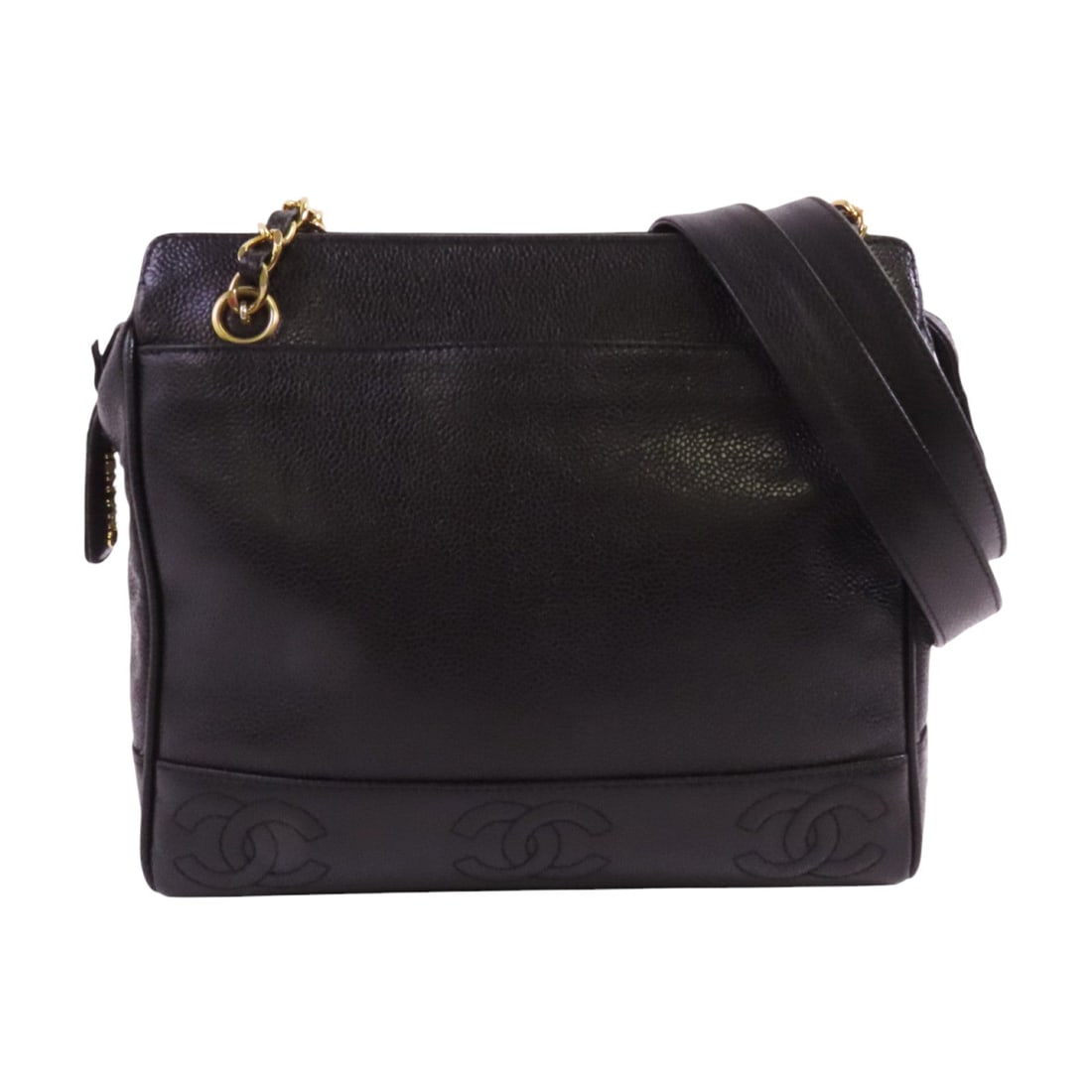 Chanel Vintage Tote Shoulder Bag: Black calfskin vintage tote bag.