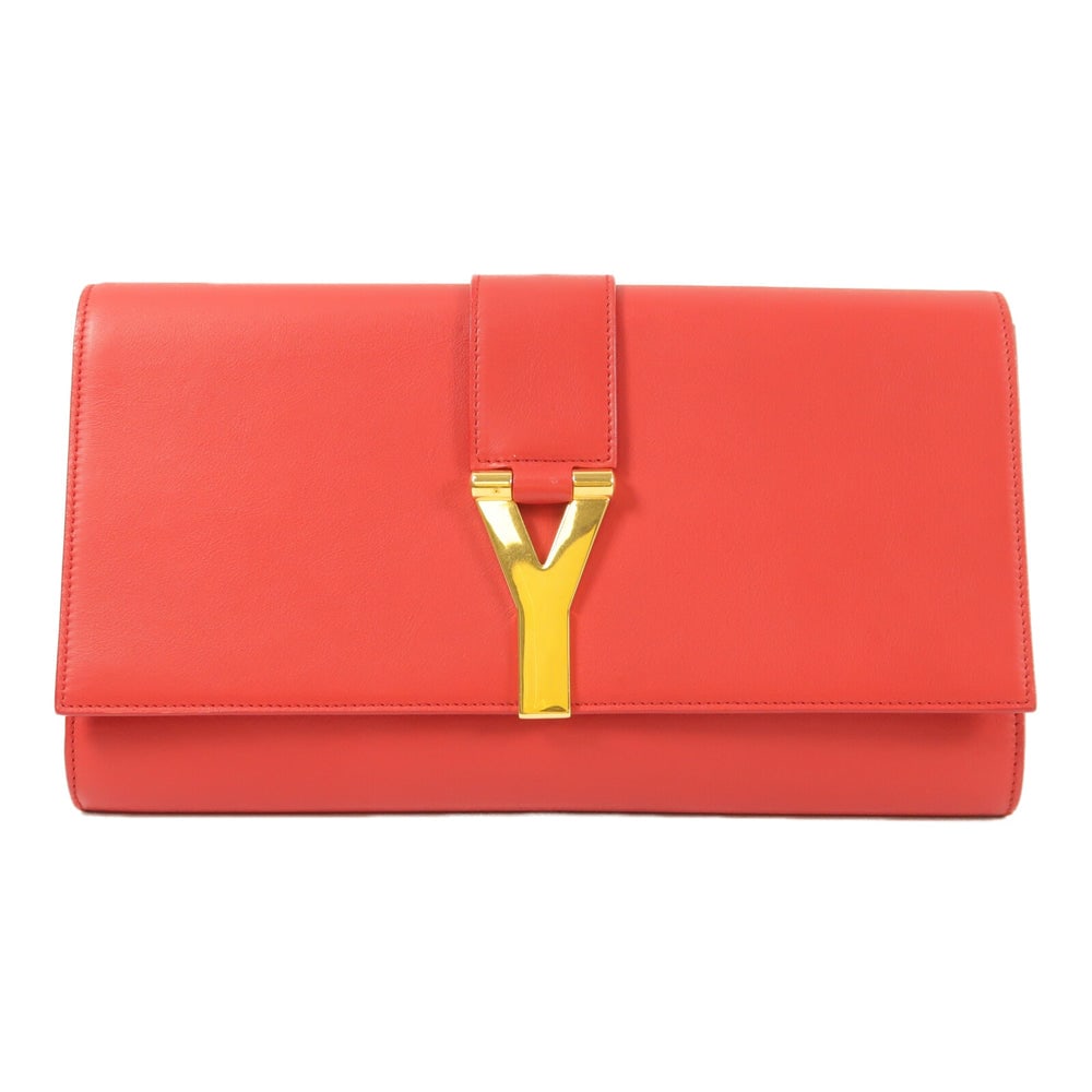 Saint Laurent YSL Clutch Red: Red calfskin YSL clutch bag. 28 x 16 x 4 cm.