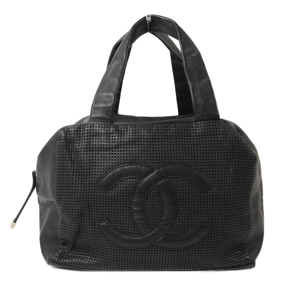 Chanel Vintage Handbag Black: Vintage handbag in black calfskin with silver-tone hardware. Includes hologram sticker. Size 29 x 21 x 21.5 cm.
