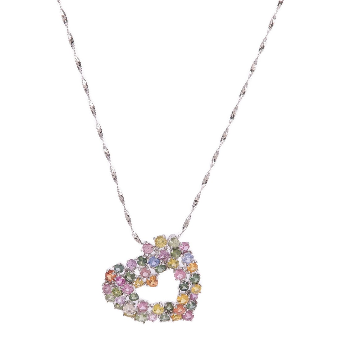 18K White Gold Color Stone Necklace: Jewelry color stone necklace in 18K white gold. Listed price 278,225.00. Real and authenticated.