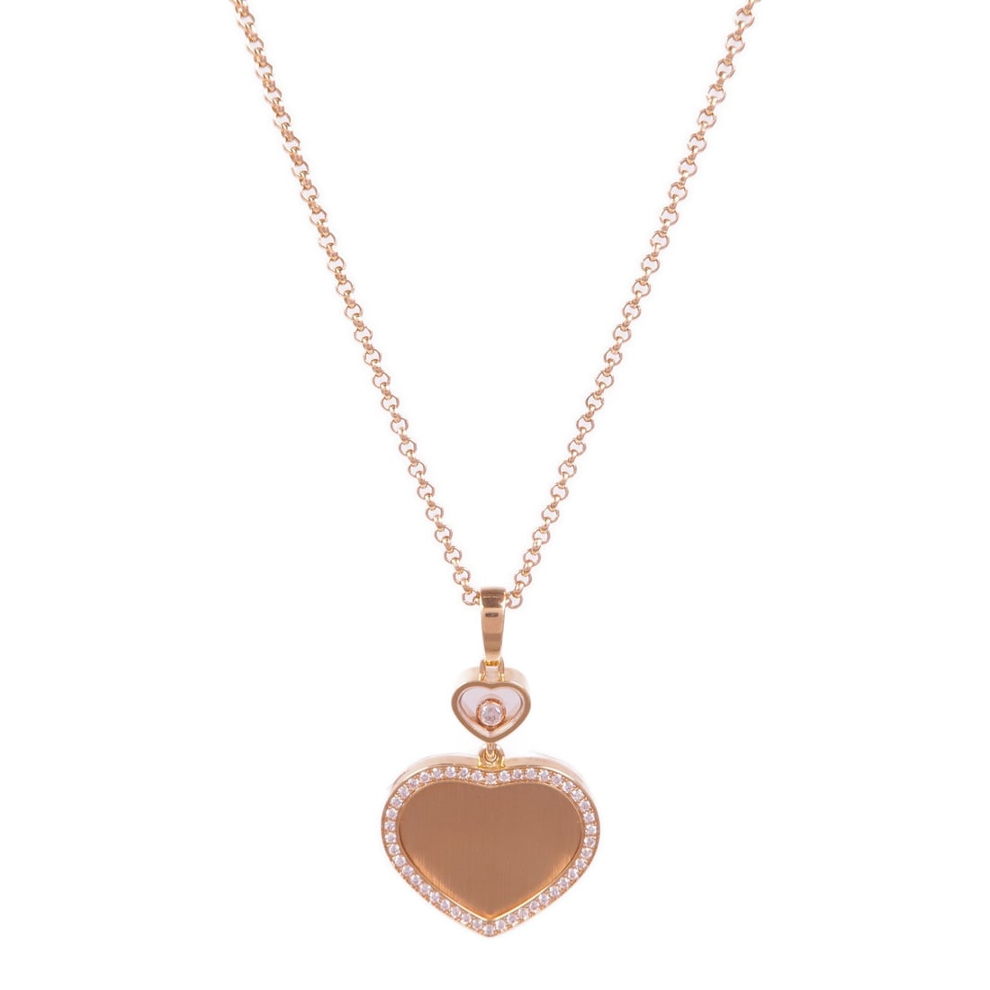 Chopard Happy Heart Necklace PG: Happy Heart necklace in 18K pink gold with diamond.