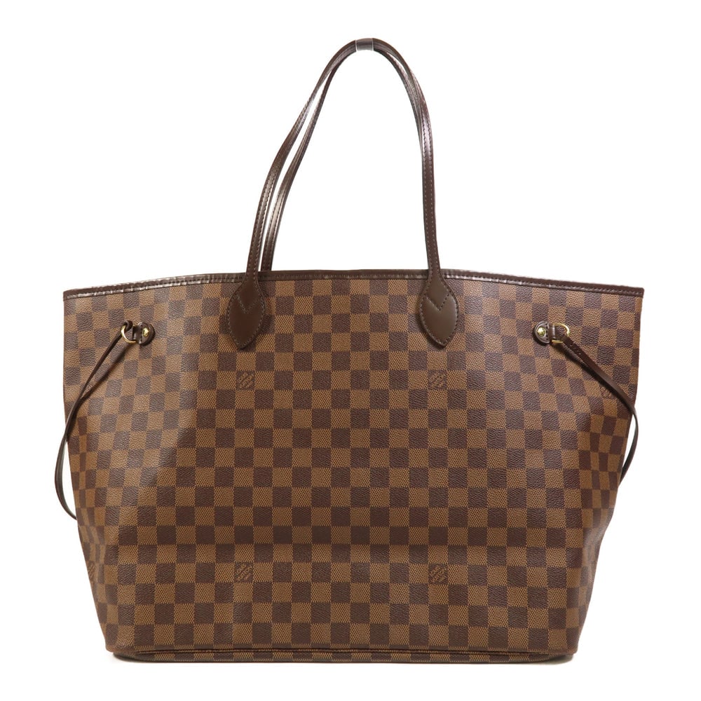 LV Neverfull GM Damier Ebene: Brown Damier PVC coated canvas Neverfull GM shoulder tote bag with storage bags. Approx. 39 x 32 x 19 cm; handle 48 cm. Model N51106, product no. FL3048. Authentic and authenticated.