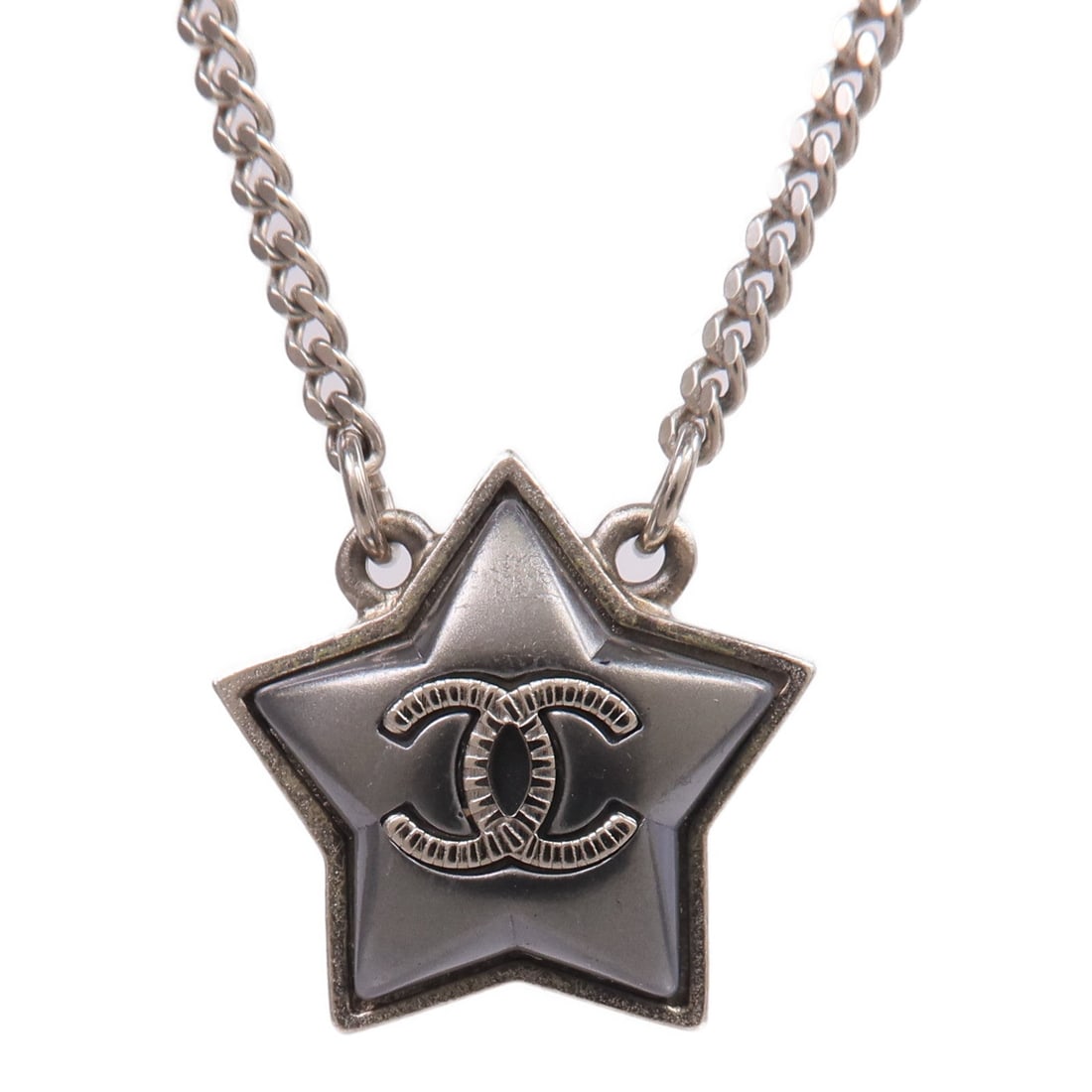Chanel CC Silver Gray Necklace - 3