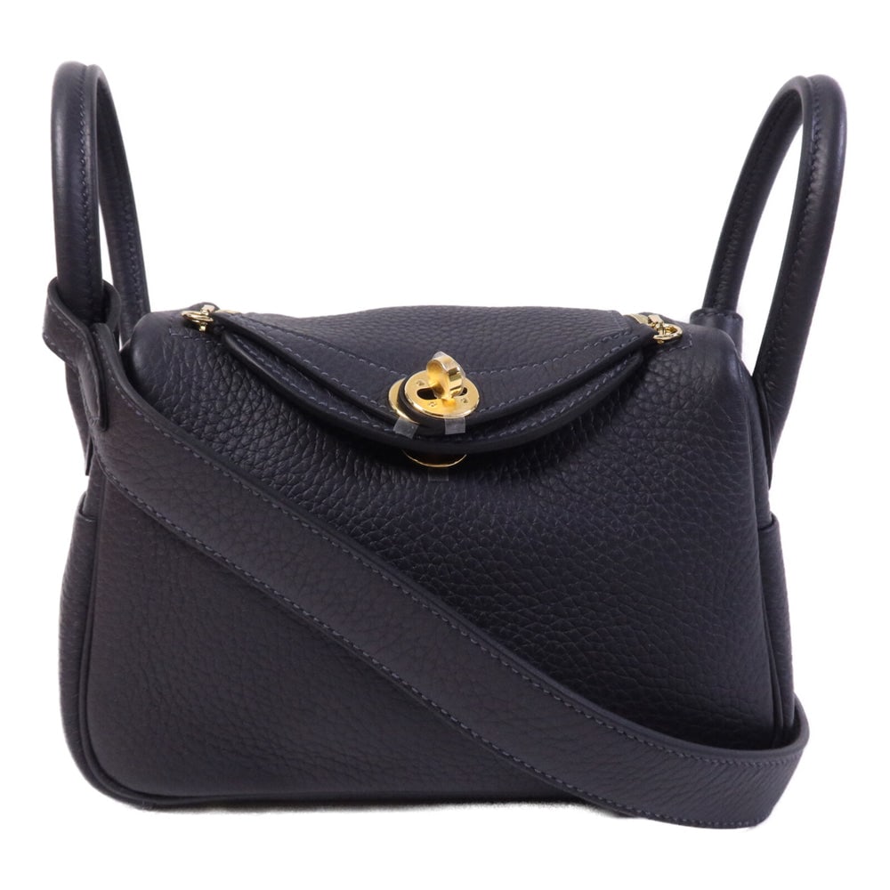 Hermes Mini Lindy Caban: Caban Clemence leather 2Way shoulder bag. Includes box and storage bags. 19 x 12 x 9 cm.