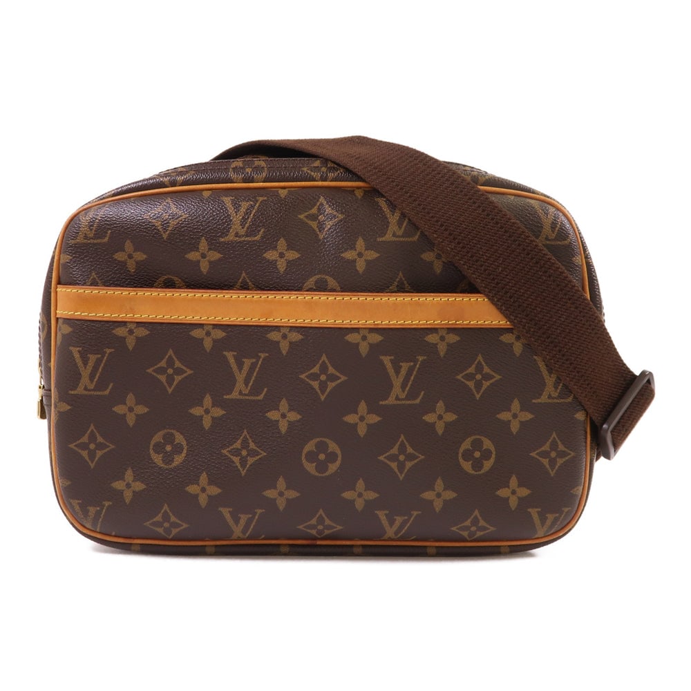 Louis Vuitton Reporter PM Monogram: Authenticated genuine Louis Vuitton Reporter PM shoulder bag in brown Monogram PVC coated canvas with gold-tone hardware. Product no. RI0193. Approx. W28 x H20 x D13 cm; shoulder 74-130 cm.