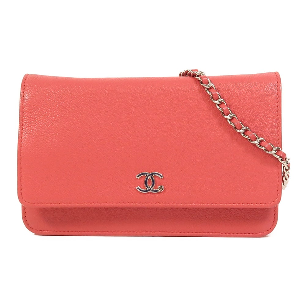 Chanel WOC Pink: Pink calfskin wallet on chain; includes box, storage bags, hologram sticker, and guarantee; W19 x H12.5 x D4 cm; shoulder 124 cm. Authentic and authenticated.
