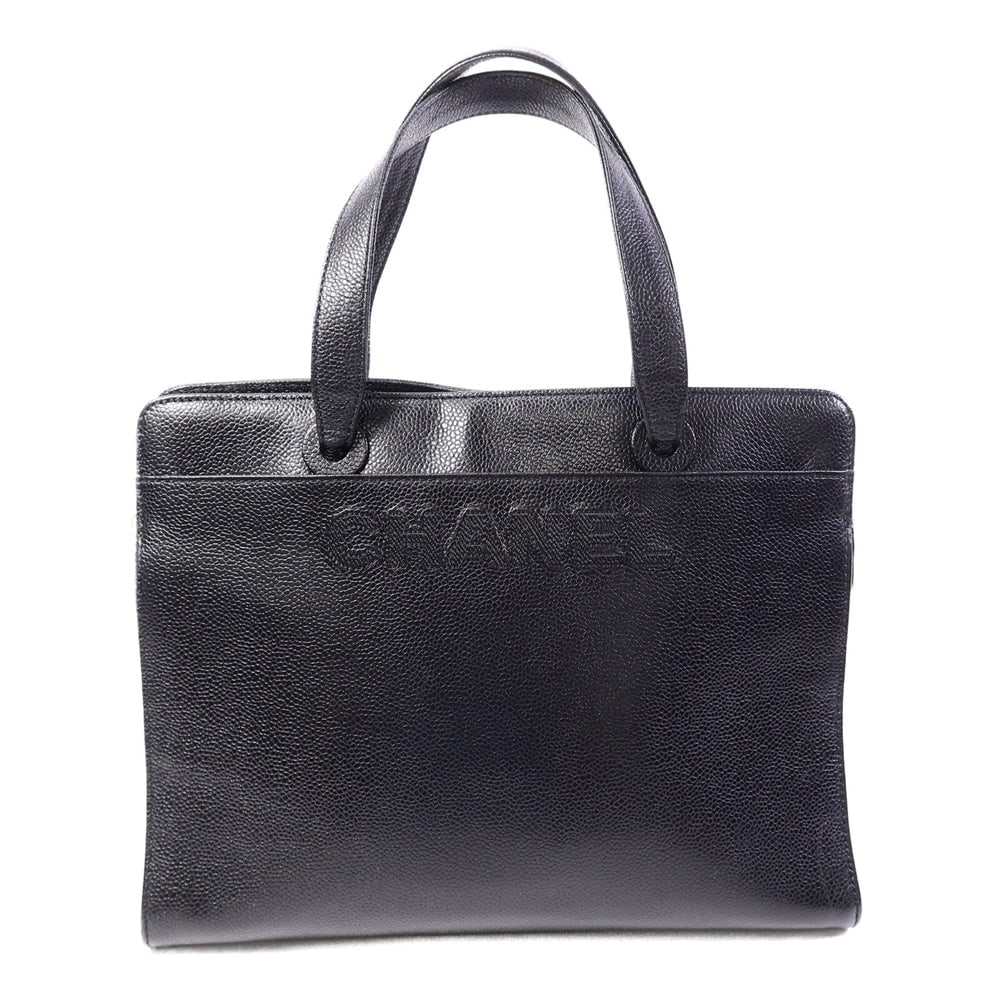 Chanel Handbag Black Calfskin: Hand bag in black calfskin with gold hardware. Includes hologram sticker. Size 30 x 22.5 x 11 cm.