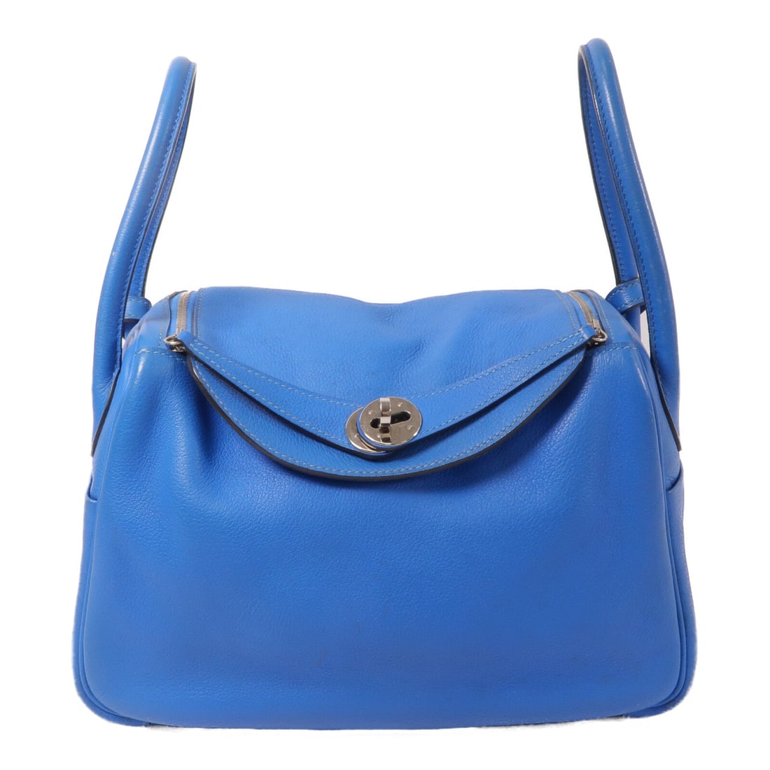 Hermes Lindy 26 Blue Hydra: Blue Hydra Evercolor leather 2-way shoulder bag with palladium-tone hardware.